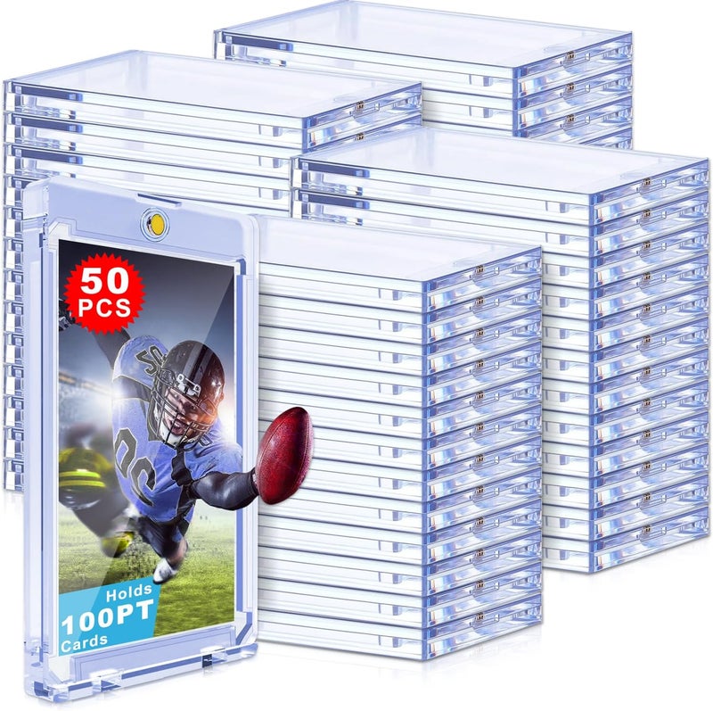 YZtree 100 pt Magnetic Card Case: 50ct One Touch Card Holders for Trading Cards, U-V Protection Hard Card Sleeves Case for Sports Game, Football, Baseball - Image 1